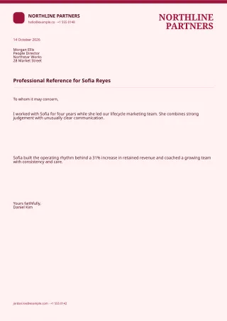 Professional Reference Letter — Burgundy Studio — editable white professional letter template, a4 print