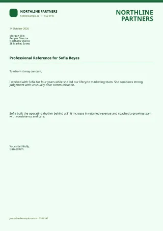 Professional Reference Letter — Sage Office — editable white professional letter template, a4 print