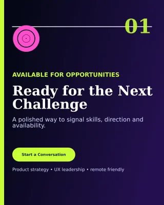 Editorial Open to Work LinkedIn Carousel — editable black LinkedIn template, instagram portrait