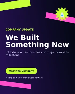 Kinetic Company Launch LinkedIn Carousel — editable black LinkedIn template, instagram portrait