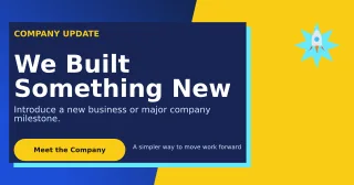Neo Company Launch LinkedIn Post — editable blue LinkedIn template, link preview