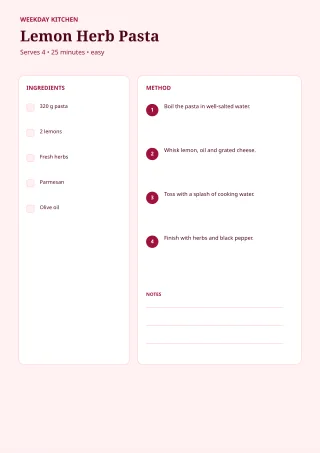 Recipe Template — Burgundy Studio — editable white printable list template, a4 print