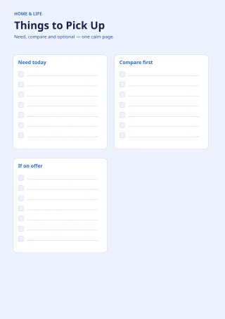 Shopping List — Bold Indigo — editable white printable list template, a4 print