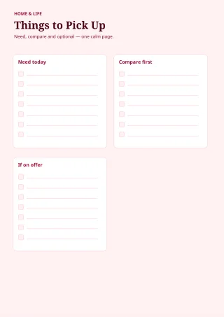 Shopping List — Burgundy Studio — editable white printable list template, a4 print