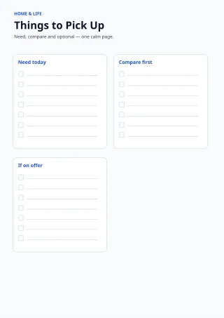 Shopping List — Clear Blue — editable white printable list template, a4 print