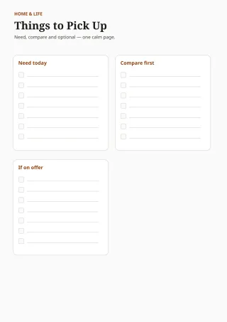 Shopping List — Editorial Amber — editable white printable list template, a4 print