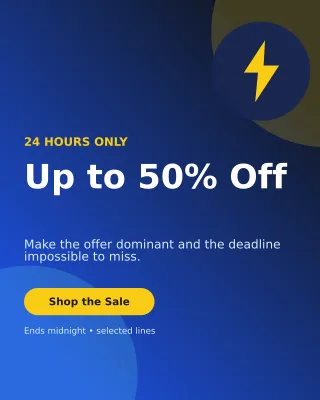 Aurora Flash Sale Poster — editable blue marketing and sales template, instagram portrait