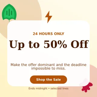 Botanical Flash Sale Social Post — editable white marketing and sales template, instagram post