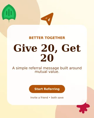 Botanical Referral Offer Poster — editable white marketing and sales template, instagram portrait