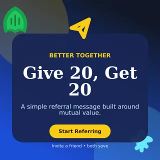 Botanical Referral Offer Social Post — editable blue marketing and sales template, instagram post