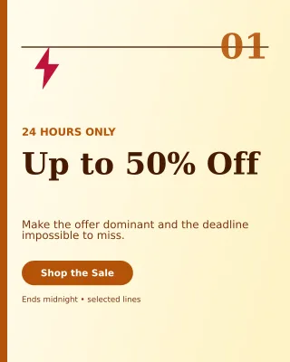 Editorial Flash Sale Poster — editable white marketing and sales template, instagram portrait