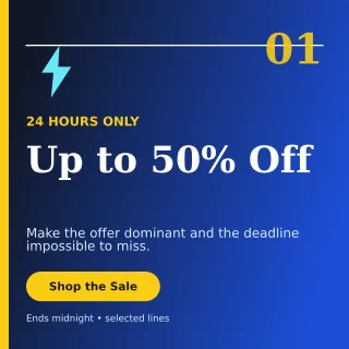Editorial Flash Sale Social Post — editable blue marketing and sales template, instagram post