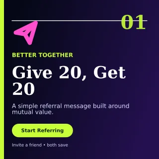 Editorial Referral Offer Social Post — editable black marketing and sales template, instagram post