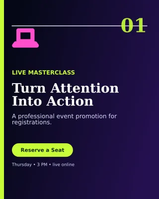 Editorial Webinar Campaign Poster — editable black marketing and sales template, instagram portrait