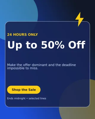 Glass Flash Sale Poster — editable blue marketing and sales template, instagram portrait