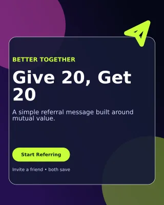 Glass Referral Offer Poster — editable black marketing and sales template, instagram portrait