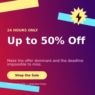 Kinetic Flash Sale Social Post — editable purple marketing and sales template, instagram post