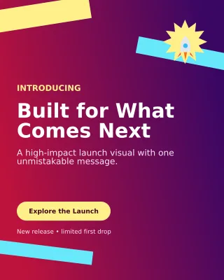 Kinetic Product Launch Poster — editable purple marketing and sales template, instagram portrait