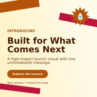 Kinetic Product Launch Social Post — editable white marketing and sales template, instagram post