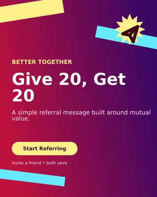 Kinetic Referral Offer Poster — editable purple marketing and sales template, instagram portrait