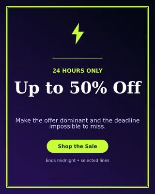 Luxe Flash Sale Poster — editable black marketing and sales template, instagram portrait
