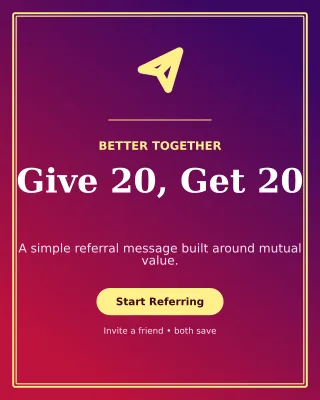 Luxe Referral Offer Poster — editable purple marketing and sales template, instagram portrait