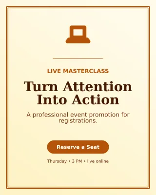 Luxe Webinar Campaign Poster — editable white marketing and sales template, instagram portrait