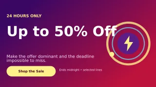 Orbit Flash Sale Wide Ad — editable purple marketing and sales template, youtube thumbnail