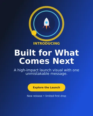 Orbit Product Launch Poster — editable blue marketing and sales template, instagram portrait