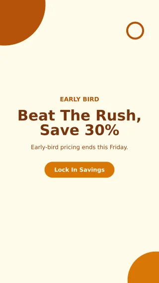 Early Bird — editable white marketing template, story / reel