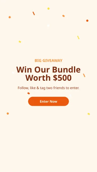 Giveaway — editable white marketing template, story / reel