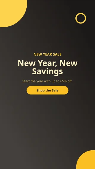 New Year Sale — editable black marketing template, story / reel