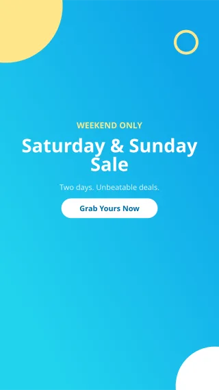 Weekend Sale — editable blue marketing template, story / reel