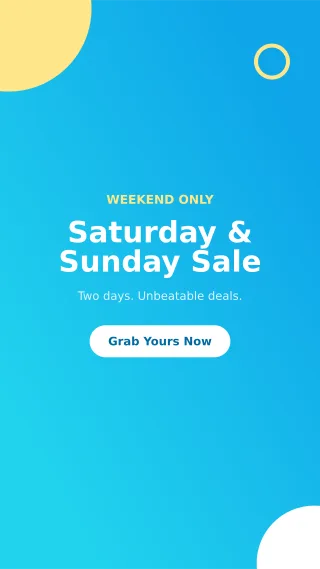 Weekend Sale — editable blue marketing template, story / reel