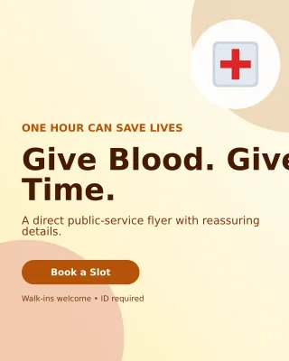 Aurora Blood Drive Poster — editable white community campaign template, instagram portrait