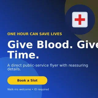 Aurora Blood Drive Social Post — editable blue community campaign template, instagram post