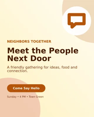 Aurora Community Meetup Poster — editable white community campaign template, instagram portrait