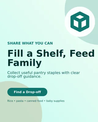 Aurora Food Donation Poster — editable white community campaign template, instagram portrait