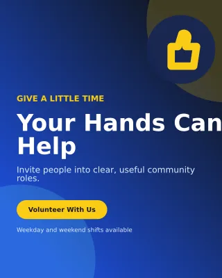 Aurora Volunteer Drive Poster — editable blue community campaign template, instagram portrait