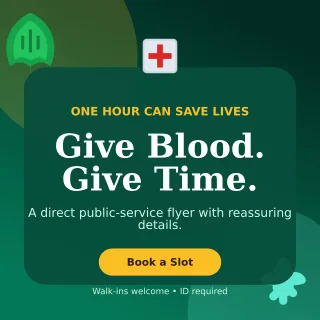 Botanical Blood Drive Social Post — editable black community campaign template, instagram post