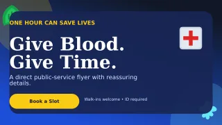Botanical Blood Drive Wide Ad — editable blue community campaign template, youtube thumbnail