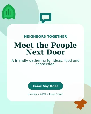 Botanical Community Meetup Poster — editable white community campaign template, instagram portrait