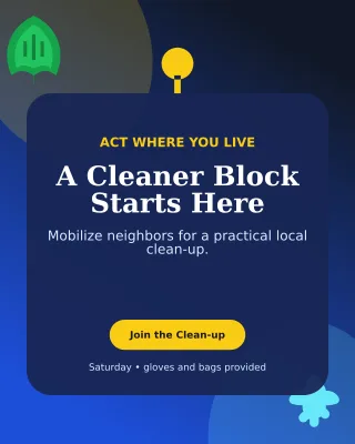 Botanical Environmental Campaign Poster — editable blue community campaign template, instagram portrait