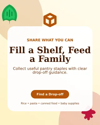 Botanical Food Donation Poster — editable white community campaign template, instagram portrait
