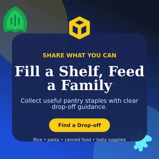 Botanical Food Donation Social Post — editable blue community campaign template, instagram post