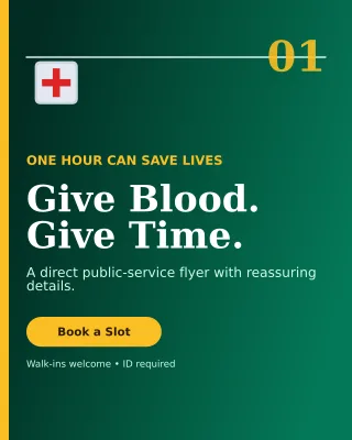 Editorial Blood Drive Poster — editable black community campaign template, instagram portrait