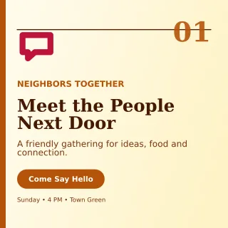 Editorial Community Meetup Social Post — editable white community campaign template, instagram post