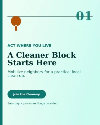 Editorial Environmental Campaign Poster — editable white community campaign template, instagram portrait