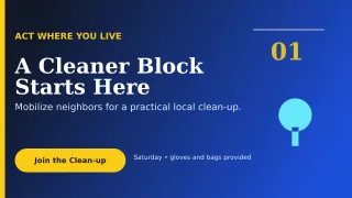 Editorial Environmental Campaign Wide Ad — editable blue community campaign template, youtube thumbnail