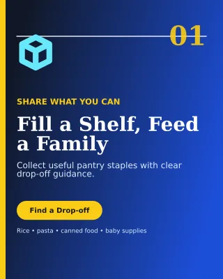 Editorial Food Donation Poster — editable blue community campaign template, instagram portrait